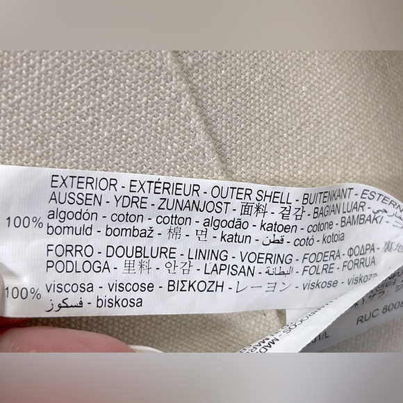 ZARA WOMEN NEW 100% Cotton Tweed Textured BLAZER w/ Pockets OYSTER WHITE Size L - Picture 11 of 12